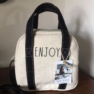 RAE DUNN INSULATED CANVAS LUNCH TOTE with UTENSIL CASE